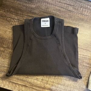 Gymshark Cotton Rib Midi Tank, Onyx Grey, Small